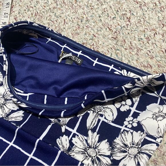 Express Womens Floral Grid Strapless Bodycon Midi Dress Size 2 - Picture 5 of 8